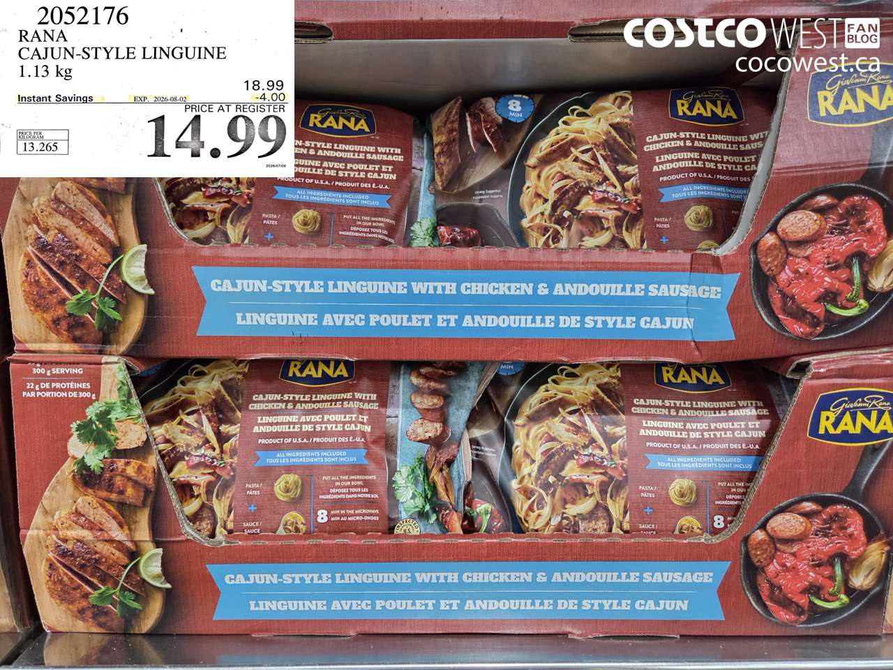 2052176 RANA CAJUN-STYLE LINGUINE 1.13 KG ($4.00 INSTANT SAVINGS EXPIRES ON 2026-08-02) $14.99