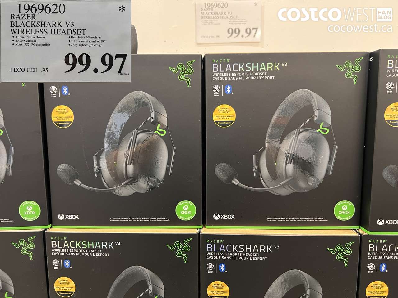 1969620 RAZER BLACKSHARK V3 WIRELESS HEADSET $99.97
