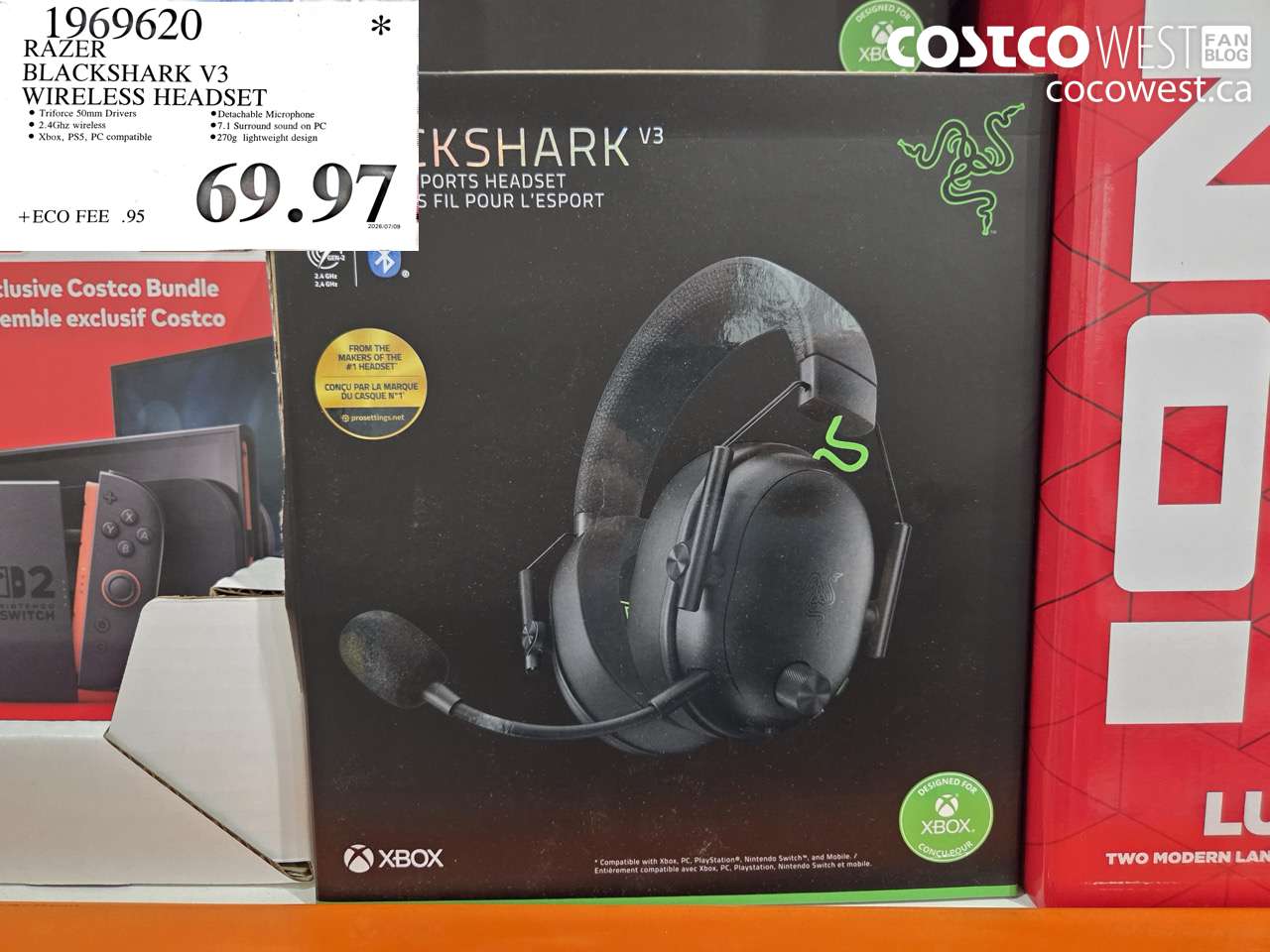 1969620 RAZER BLACKSHARK V3 WIRELESS HEADSET $69.97