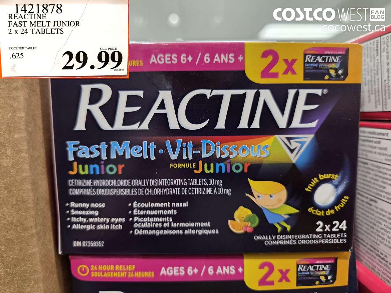 1421878 REACTINE FAST MELT JUNIOR 2 X 24 TABLETS $29.99