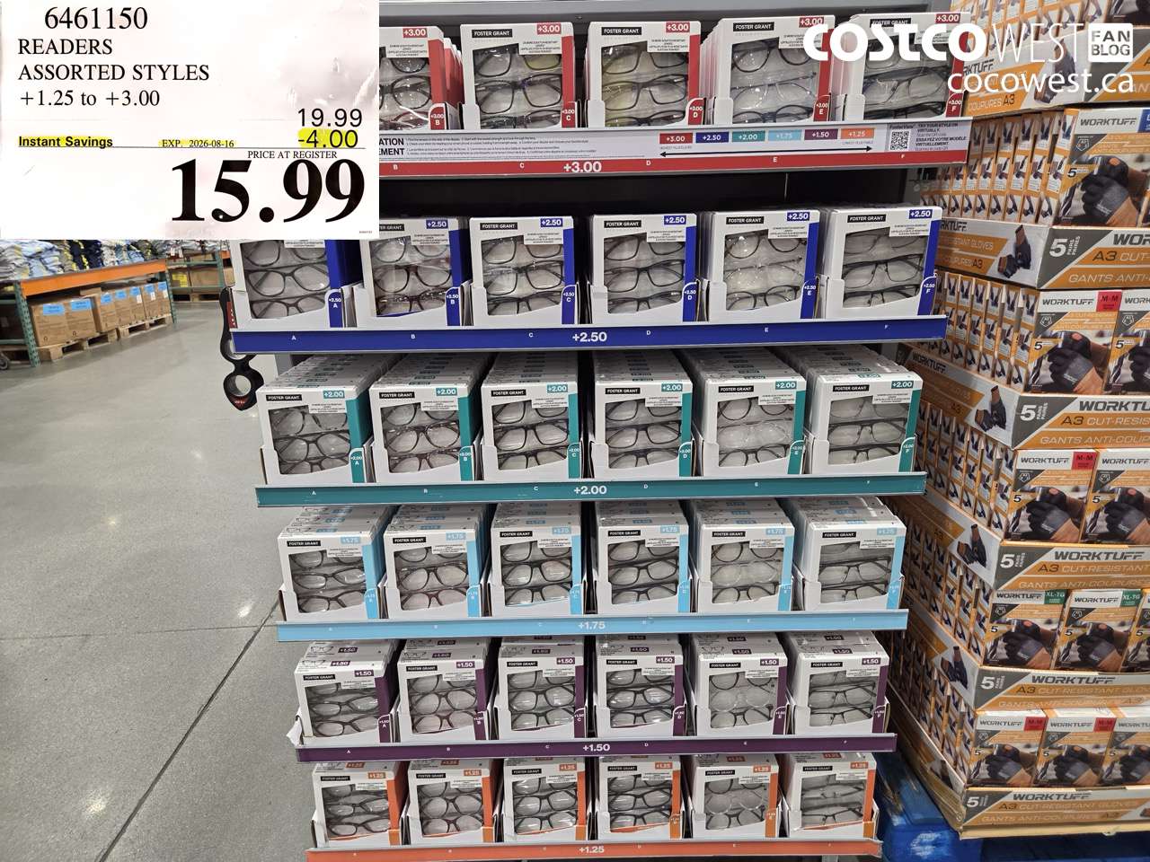 6461150 READERS ASSORTED STYLES +1.25 TO +3.00 ($4.00 INSTANT SAVINGS EXPIRES ON 2026-08-16) $15.99