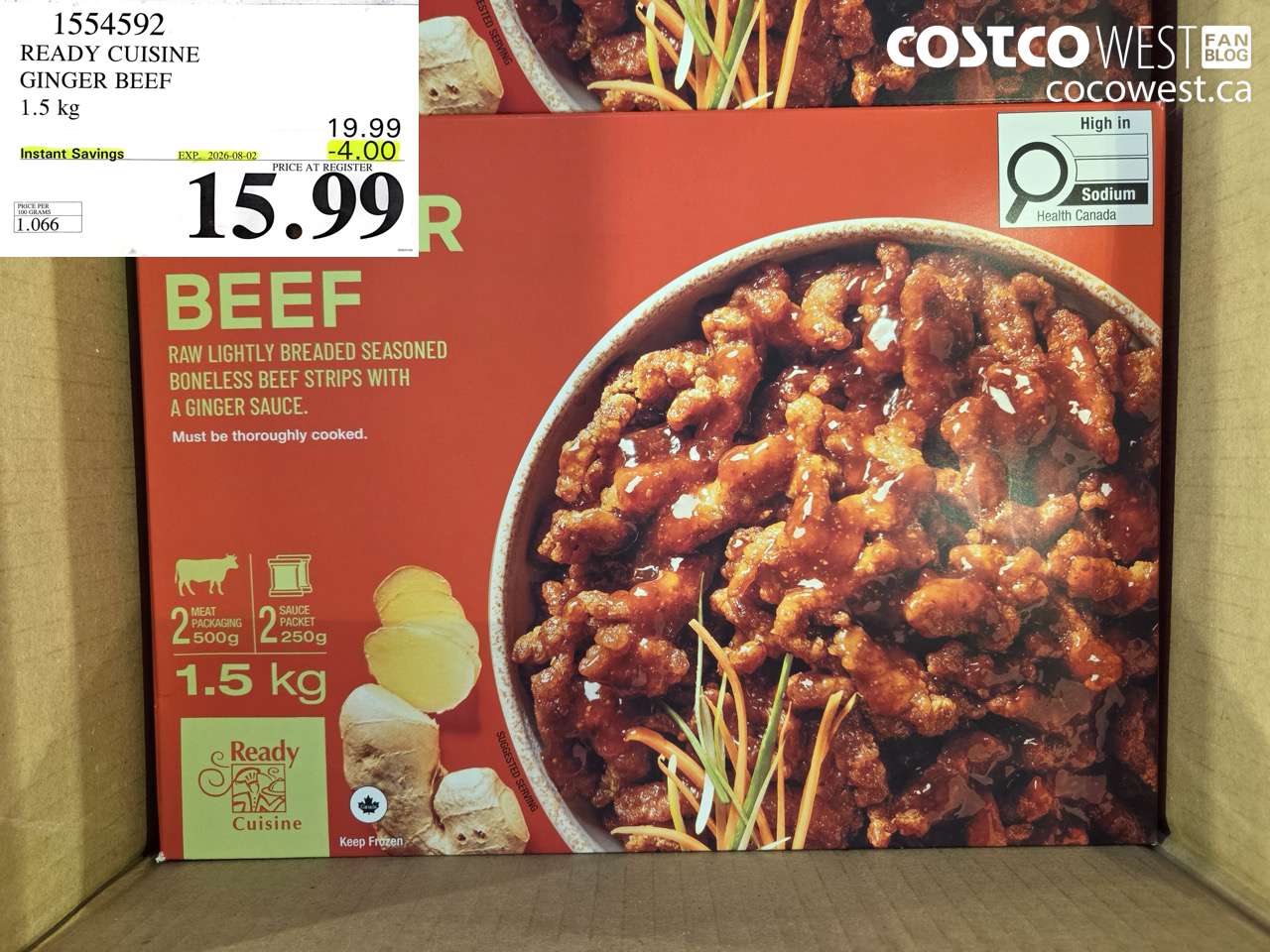 1554592 READY CUISINE GINGER BEEF 1.5 KG ($4.00 INSTANT SAVINGS EXPIRES ON 2026-08-02) $15.99