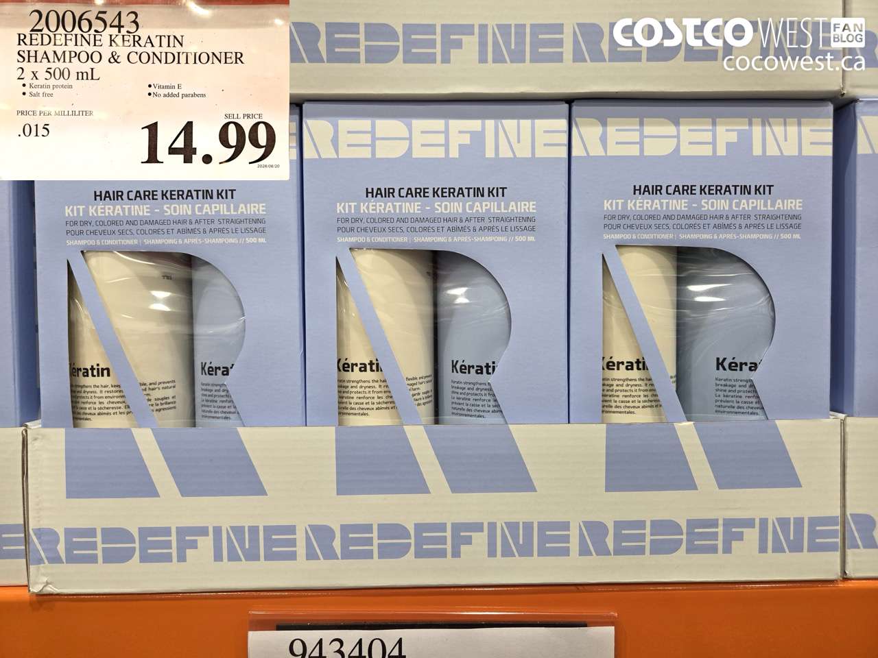 2006543 REDEFINE KERATIN SHAMPOO & CONDITIONER 2 X 500 ML $14.99