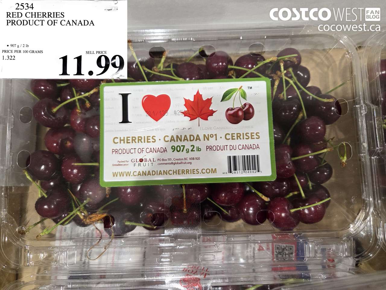 2534 RED CHERRIES PRODUCT OF CANADA $11.99