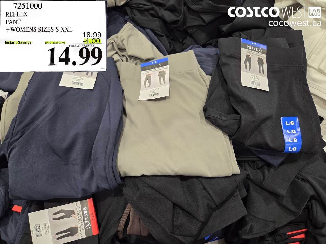7251000 REFLEX PANT WOMENS SIZES S-XXL ($4.00 INSTANT SAVINGS EXPIRES ON 2026-08-02) $14.99