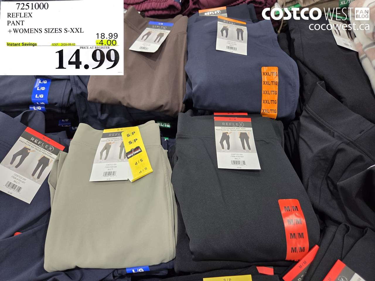 7251000 REFLEX PANT WOMENS SIZES S-XXL ($4.00 INSTANT SAVINGS EXPIRES ON 2026-08-02) $14.99