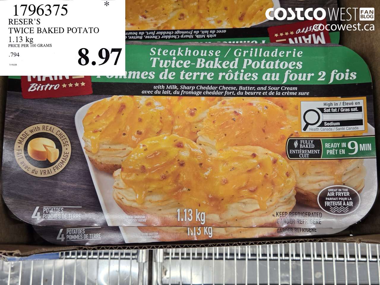 1796375 RESER'S TWICE BAKED POTATO 1.13 KG $8.97