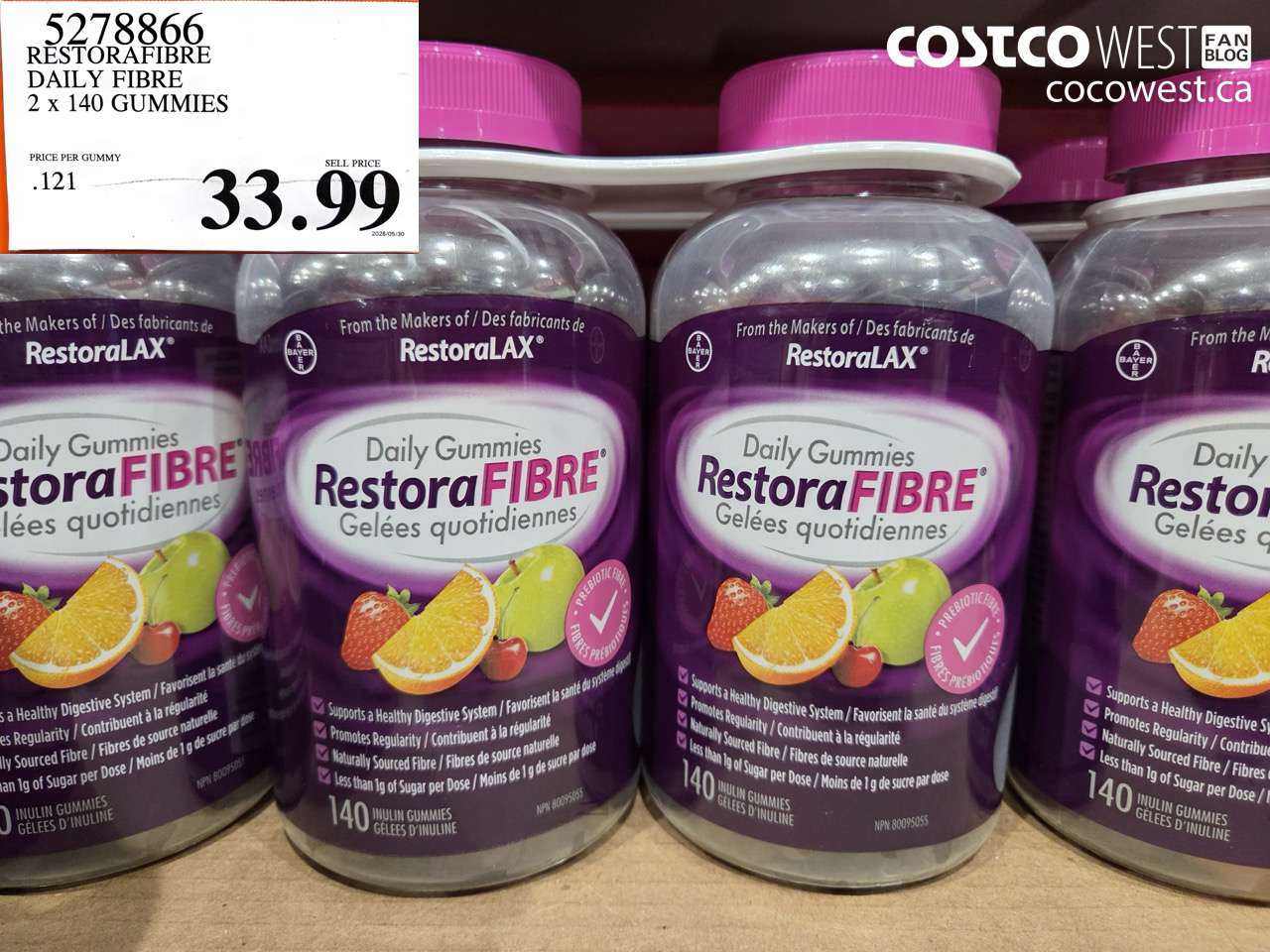5278866 RESTORAFIBRE DAILY FIBRE 2 X 140 GUMMIES $33.99