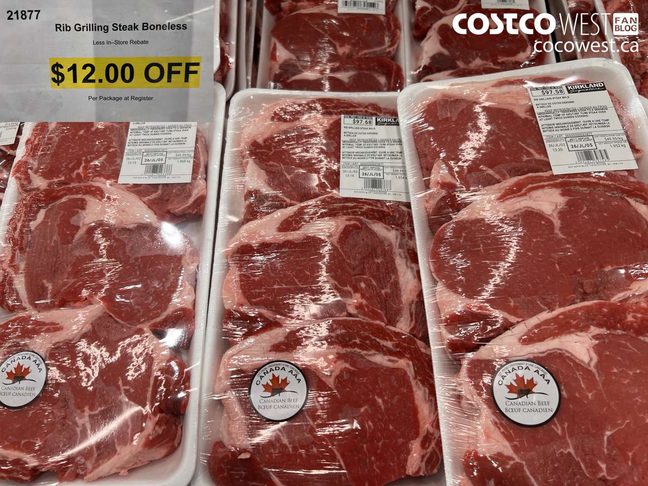 21877 RIB GRILLING STEAK BONELESS ($12.00 INSTANT SAVINGS)