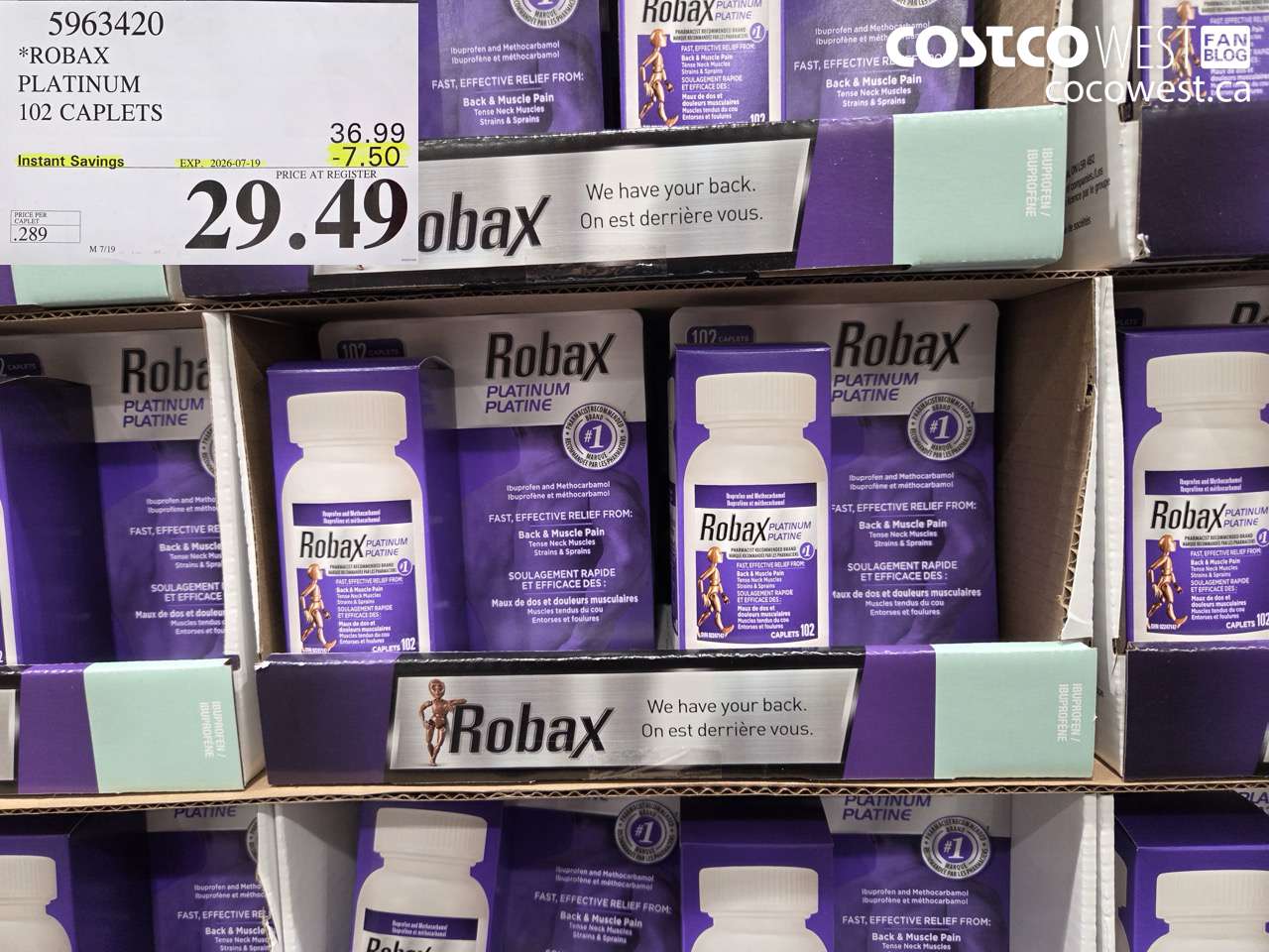 5963420 ROBAX PLATINUM 102 CAPLETS ($7.50 INSTANT SAVINGS EXPIRES ON 2026-07-19) $29.49