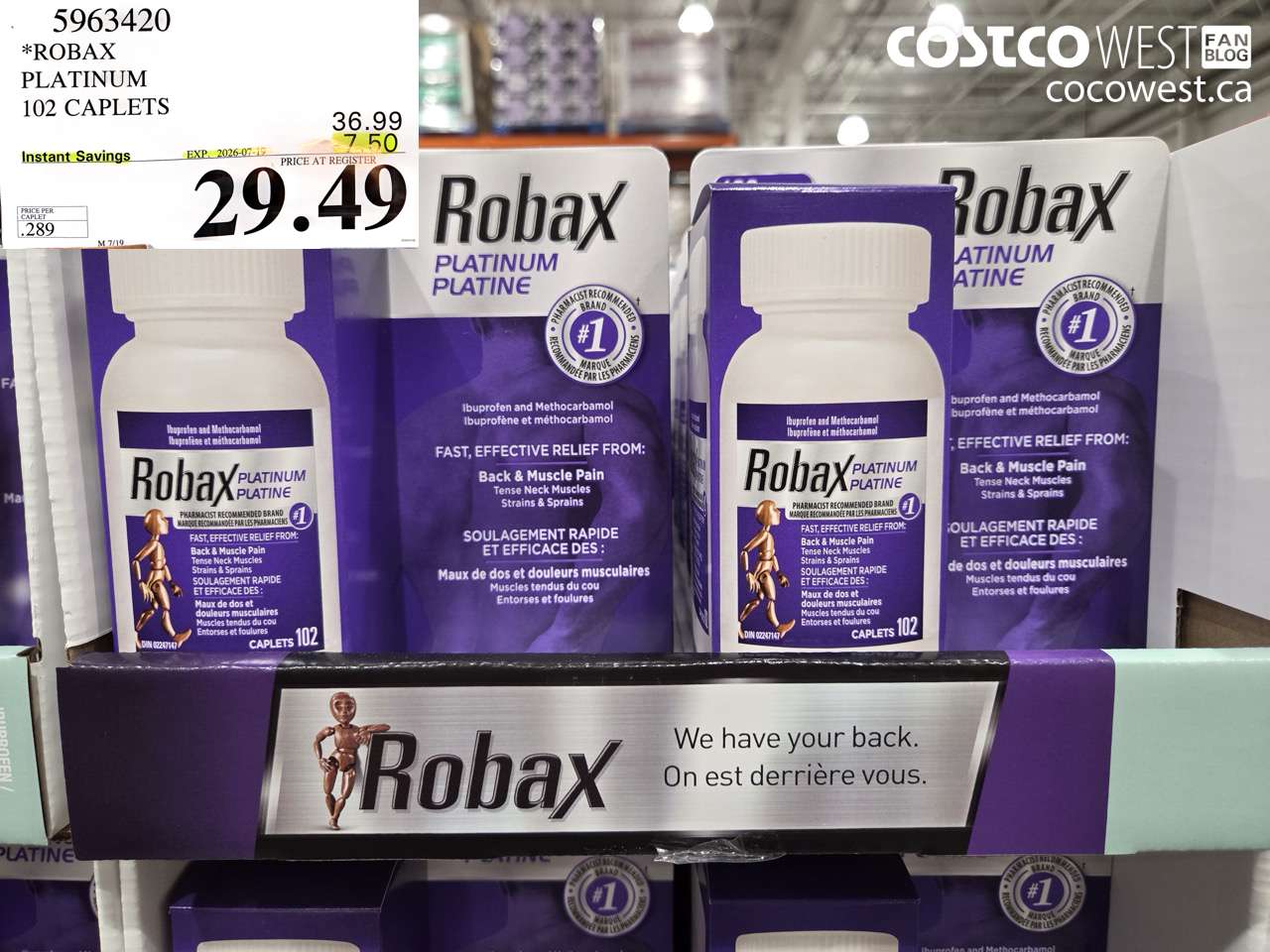 5963420 ROBAX PLATINUM 102 CAPLETS ($7.50 INSTANT SAVINGS EXPIRES ON 2026-07-19) $29.49