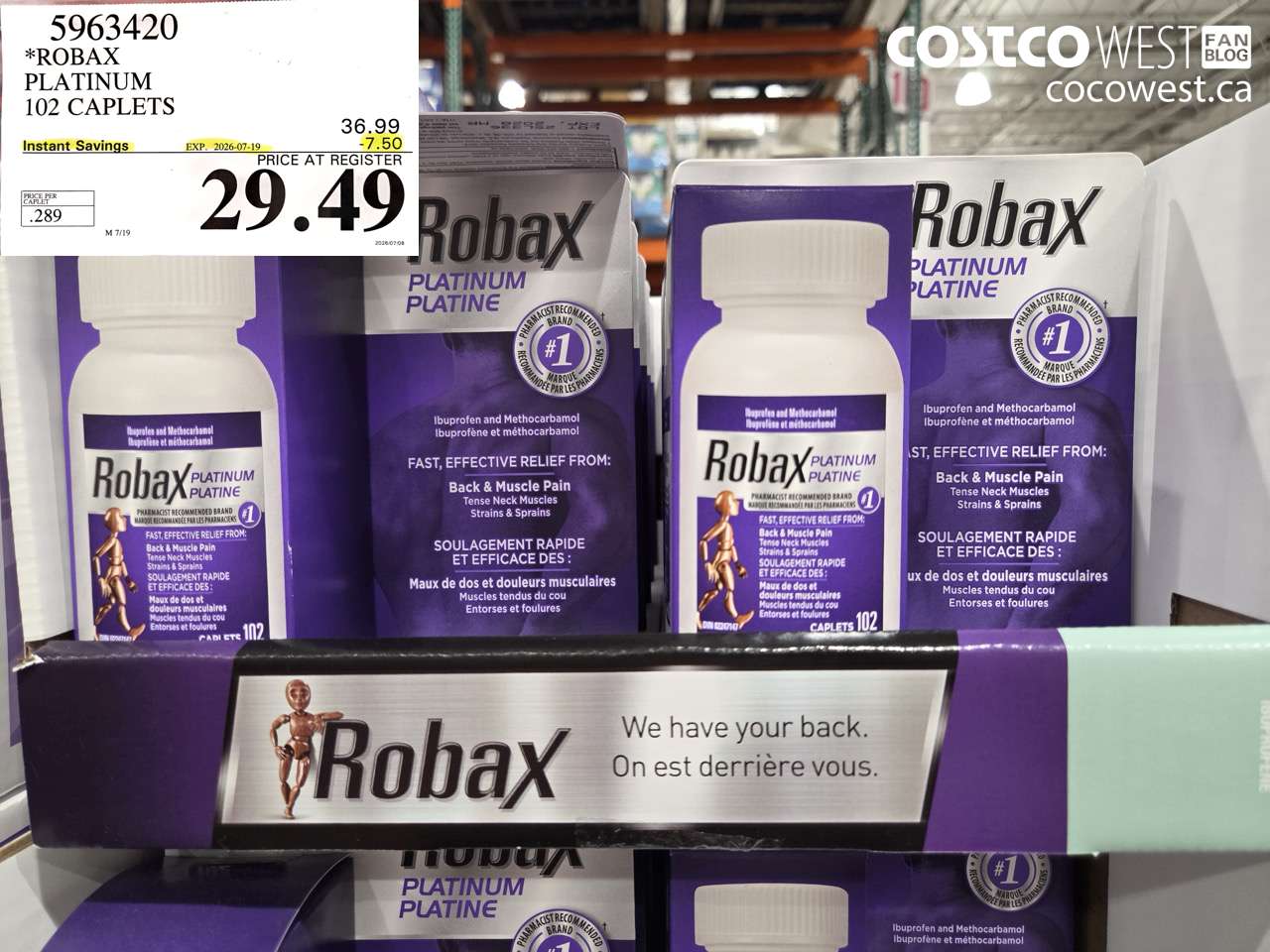 5963420 ROBAX PLATINUM 102 CAPLETS ($7.50 INSTANT SAVINGS EXPIRES ON 2026-07-19) $29.49