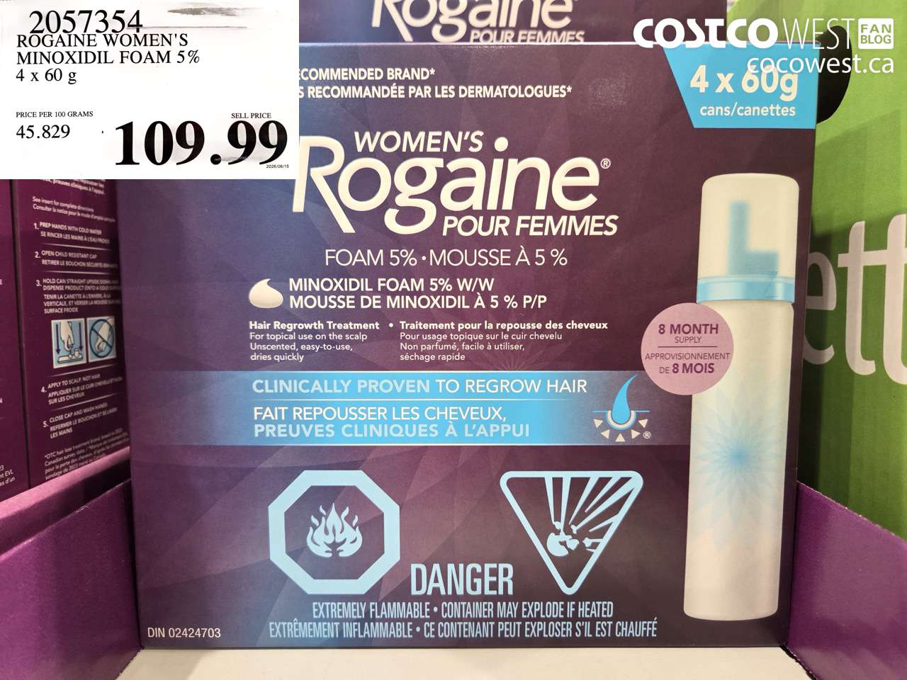 2057354 ROGAINE WOMEN'S MINOXIDIL FOAM 5% 4 X 60 G $109.99