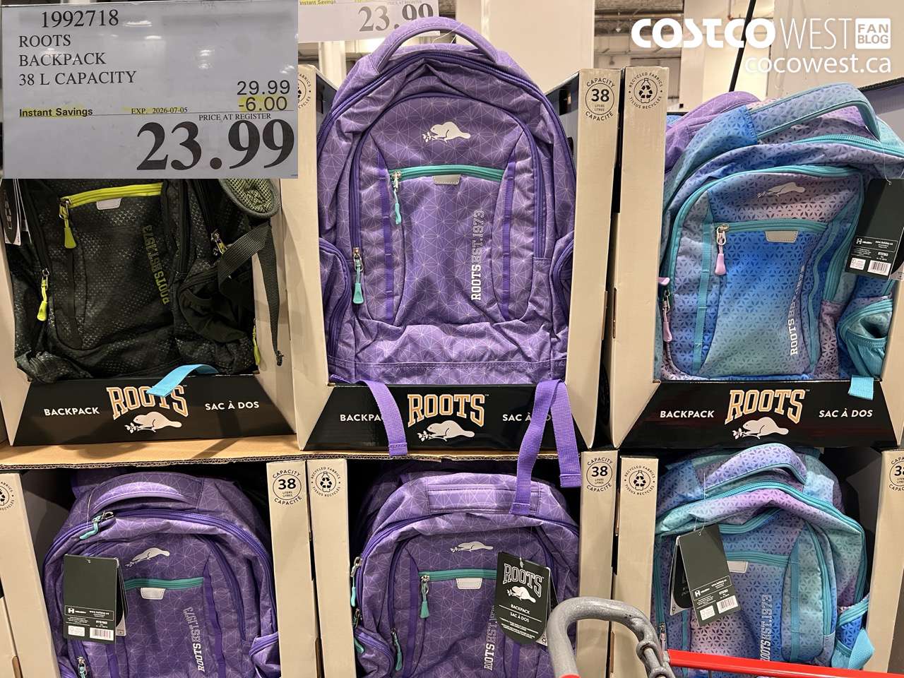 1992718 ROOTS BACKPACK 38 L CAPACITY ($6.00 INSTANT SAVINGS EXPIRES ON 2026-07-05) $23.99