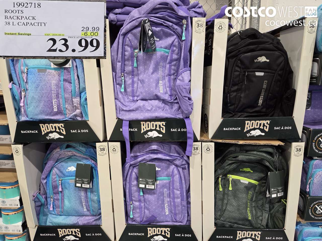 1992718 ROOTS BACKPACK 38 L CAPACITY ($6.00 INSTANT SAVINGS EXPIRES ON 2026-08-02) $23.99