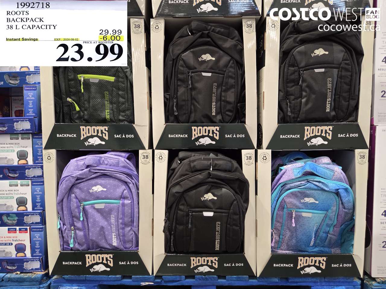 1992718 ROOTS BACKPACK 38 L CAPACITY ($6.00 INSTANT SAVINGS EXPIRES ON 2026-08-02) $23.99