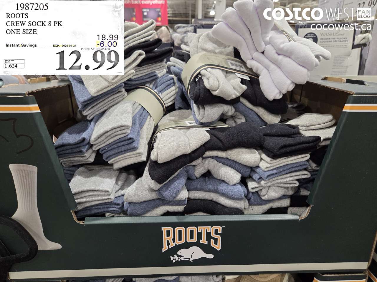 1987205 ROOTS CREW SOCK 8 PK ONE SIZE ($6.00 INSTANT SAVINGS EXPIRES ON 2026-07-26) $12.99
