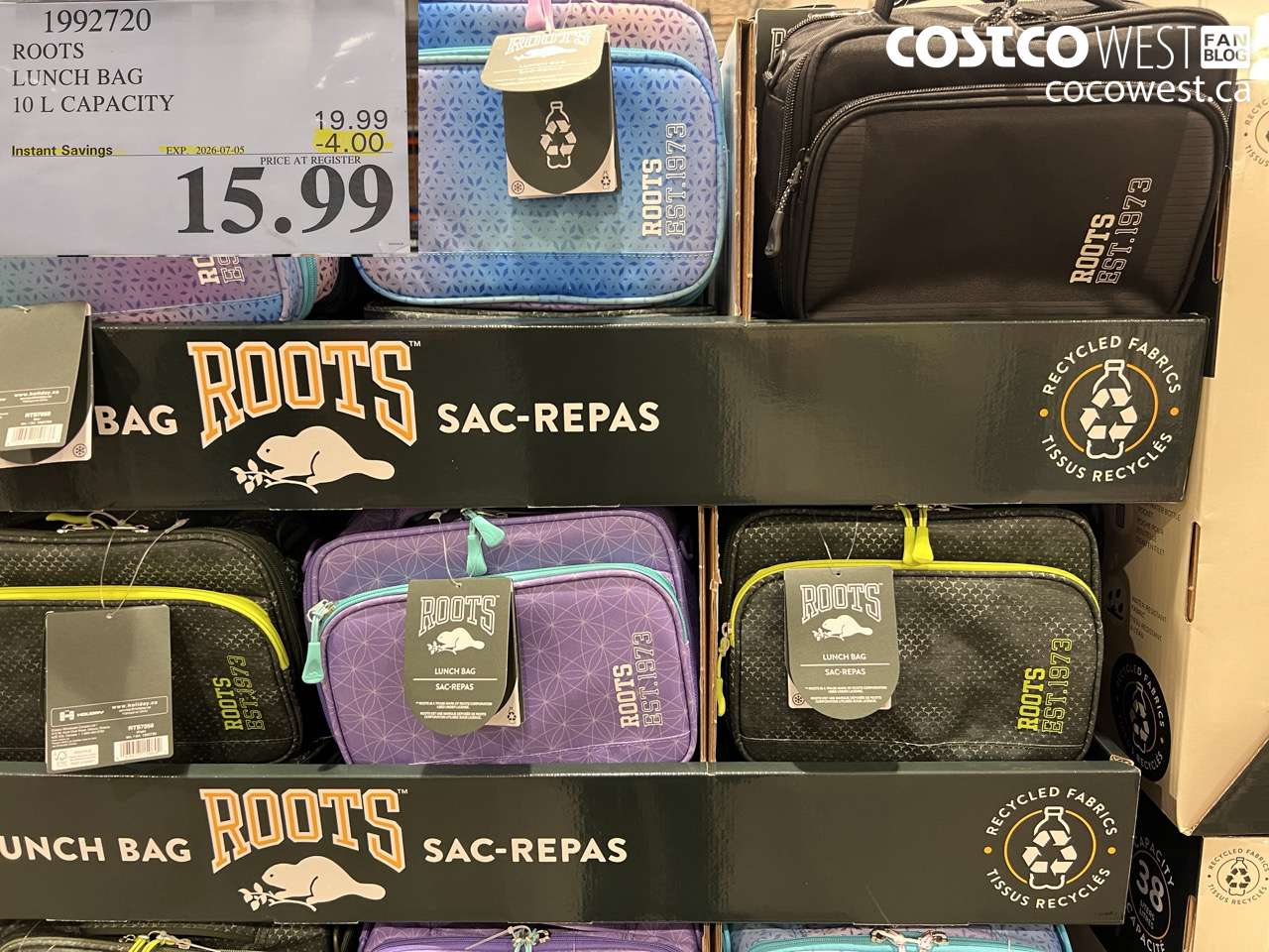 1992720 ROOTS LUNCH BAG 10 L CAPACITY ($4.00 INSTANT SAVINGS EXPIRES ON 2026-07-05) $15.99