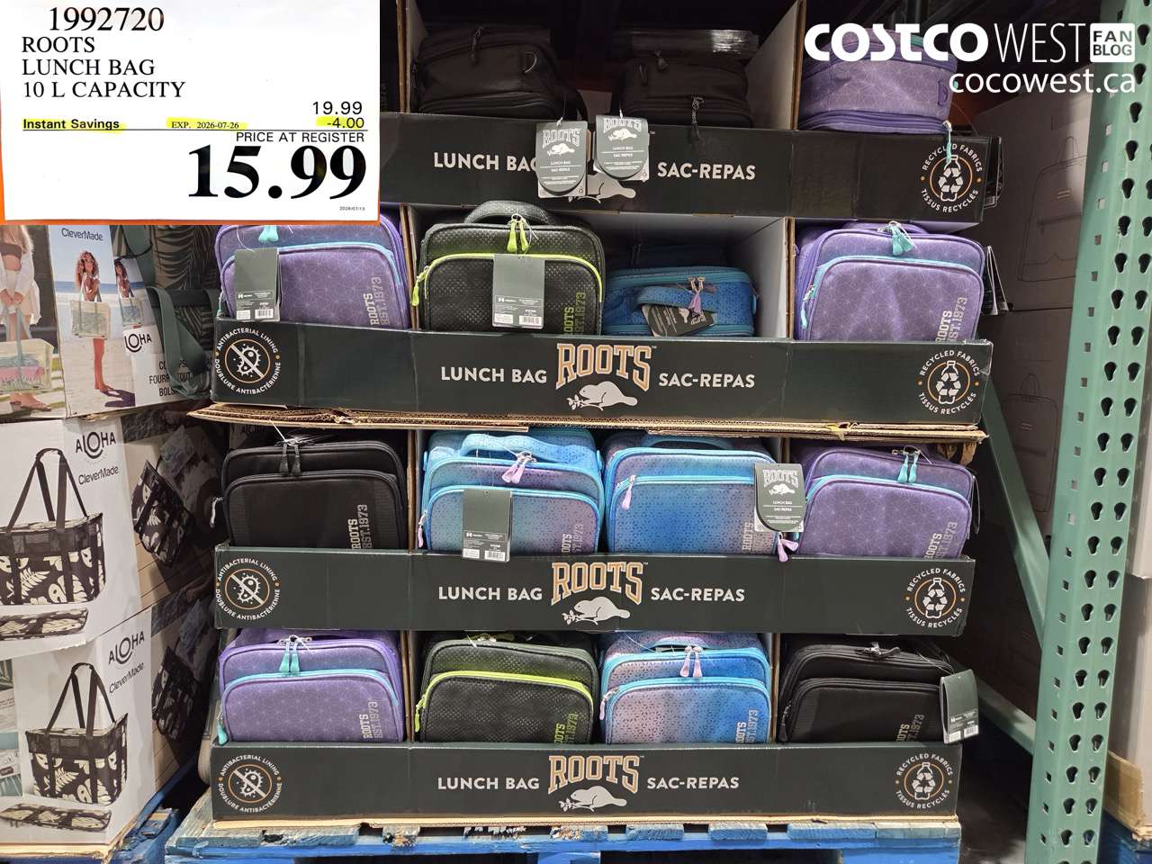 1992720 ROOTS LUNCH BAG 10 L CAPACITY ($4.00 INSTANT SAVINGS EXPIRES ON 2026-07-26) $15.99
