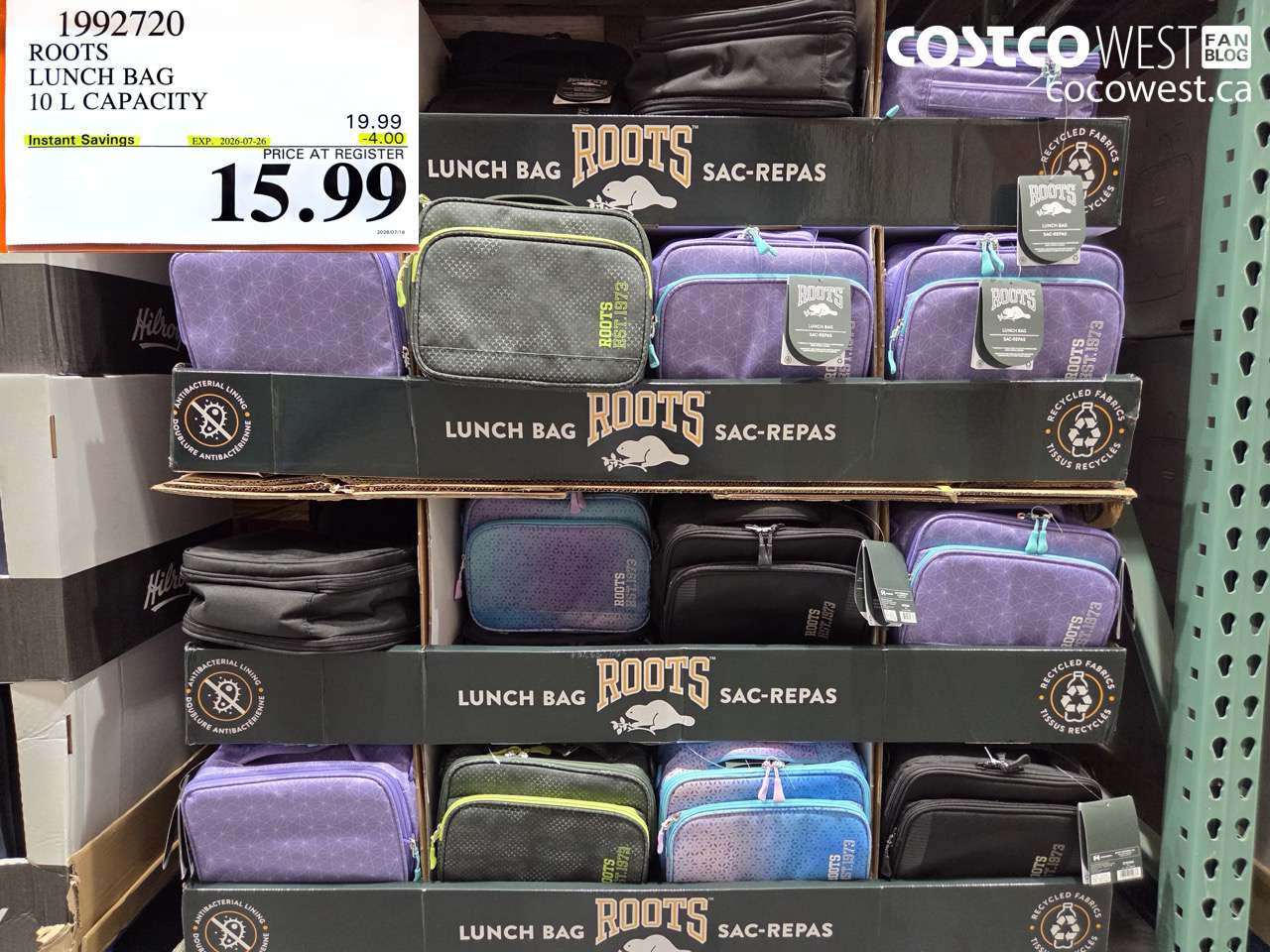1992720 ROOTS LUNCH BAG 10 L CAPACITY ($4.00 INSTANT SAVINGS EXPIRES ON 2026-07-26) $15.99