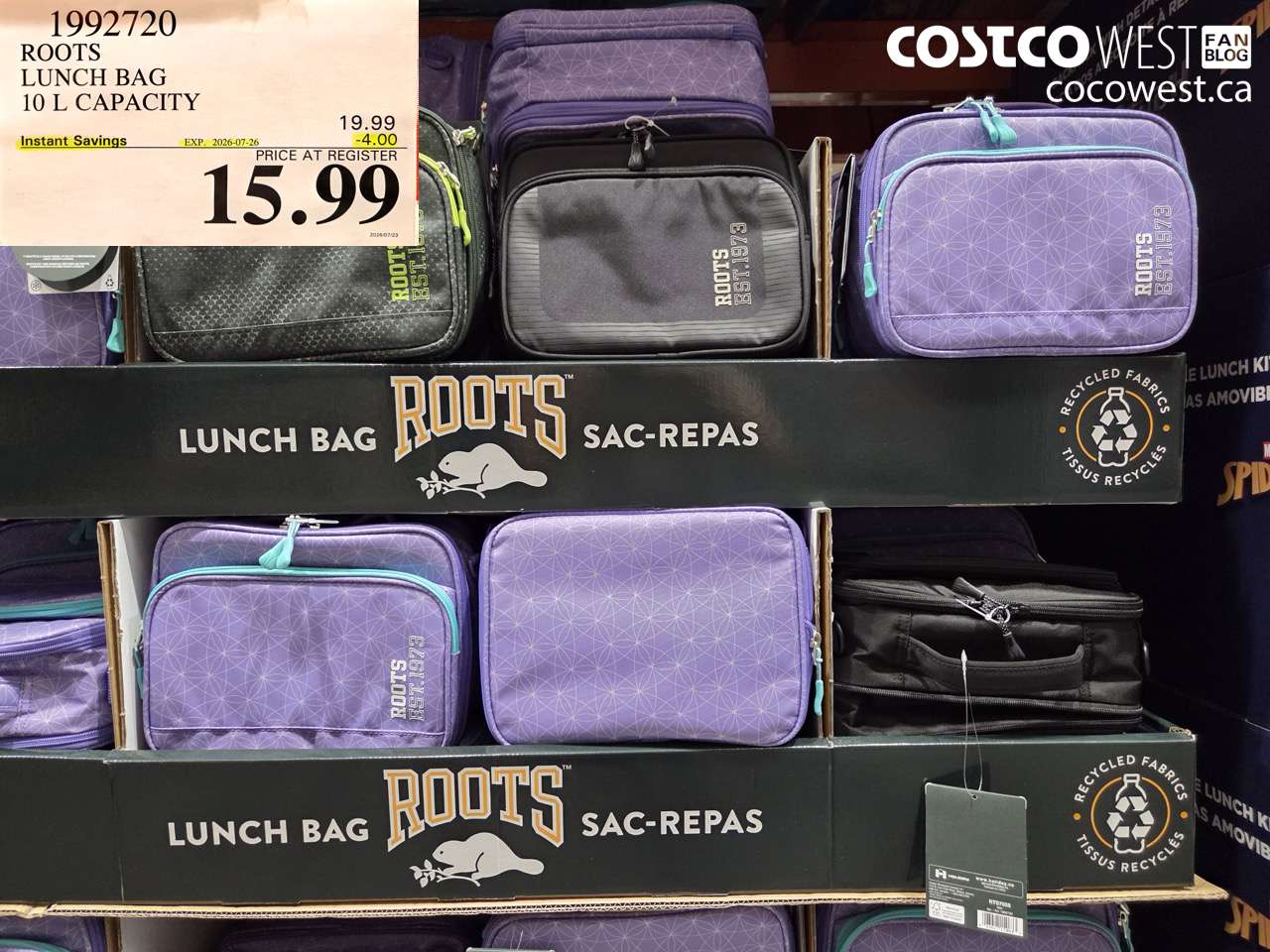 1992720 ROOTS LUNCH BAG 10 L CAPACITY ($4.00 INSTANT SAVINGS EXPIRES ON 2026-07-26) $15.99