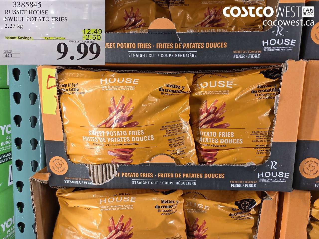 3385845 RUSSET HOUSE SWEET POTATO FRIES 2.27 KG ($2.50 INSTANT SAVINGS EXPIRES ON 2026-07-19) $9.99