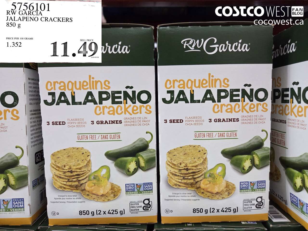 5756101 RW GARCIA JALAPENO CRACKERS 850 G $11.49