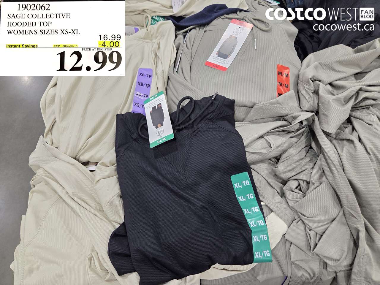 1902062 SAGE COLLECTIVE HOODED TOP WOMENS SIZES XS-XL ($4.00 INSTANT SAVINGS EXPIRES ON 2026-07-16) $12.99