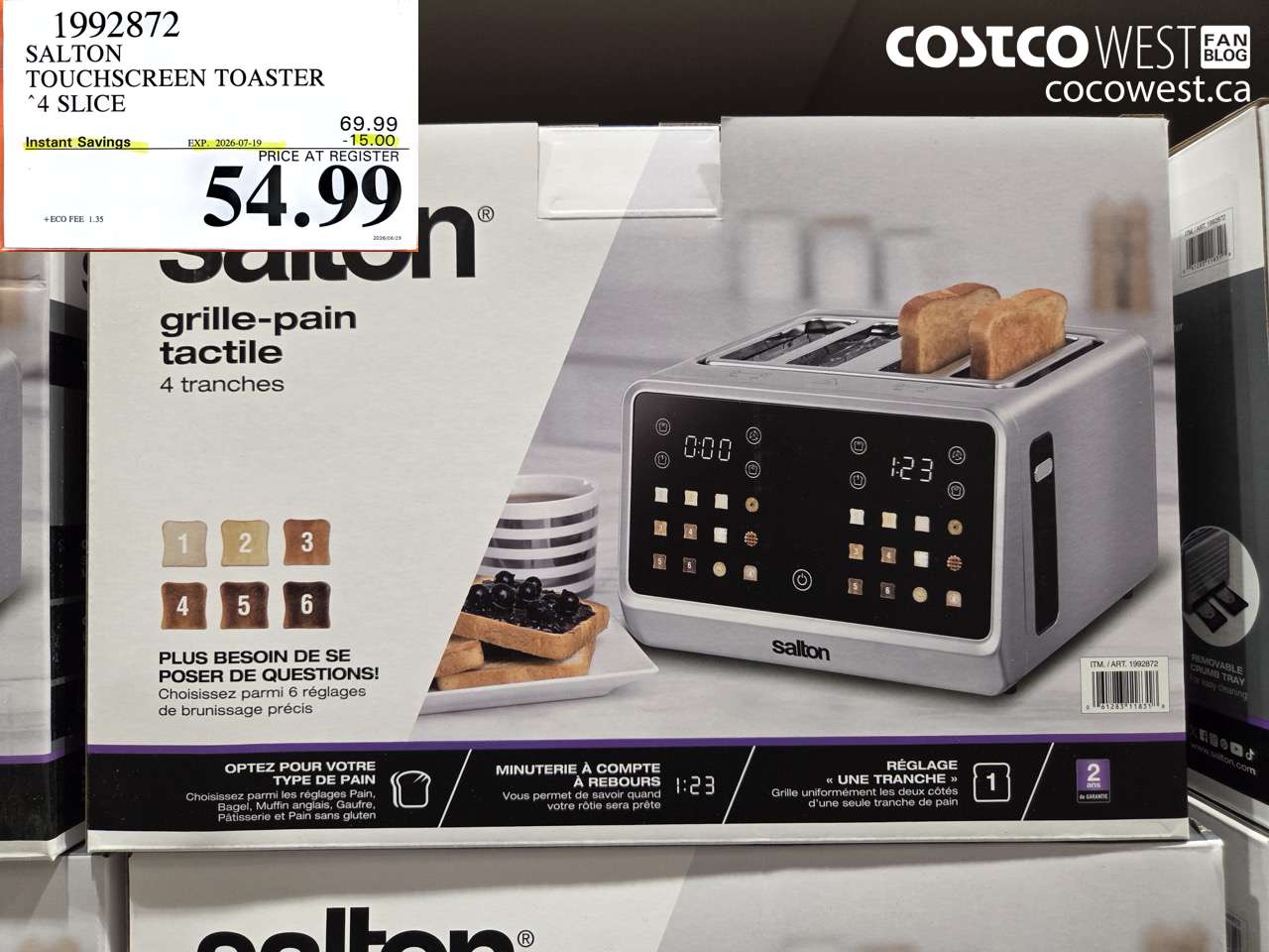 1992872 SALTON TOUCHSCREEN TOASTER 4 SLICE ($15.00 INSTANT SAVINGS EXPIRES ON 2026-07-19) $54.99