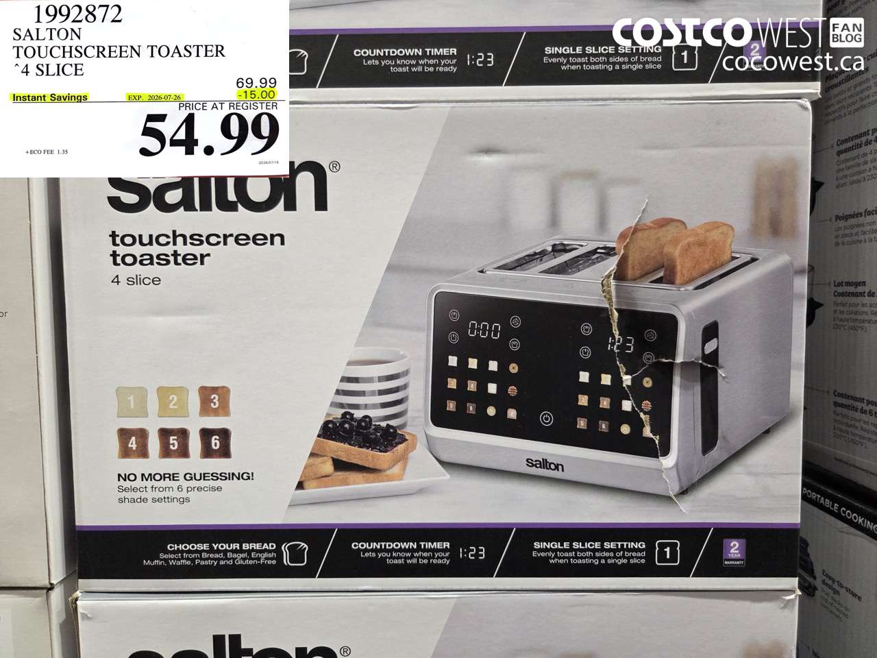 1992872 SALTON TOUCHSCREEN TOASTER 4 SLICE ($15.00 INSTANT SAVINGS EXPIRES ON 2026-07-26) $54.99