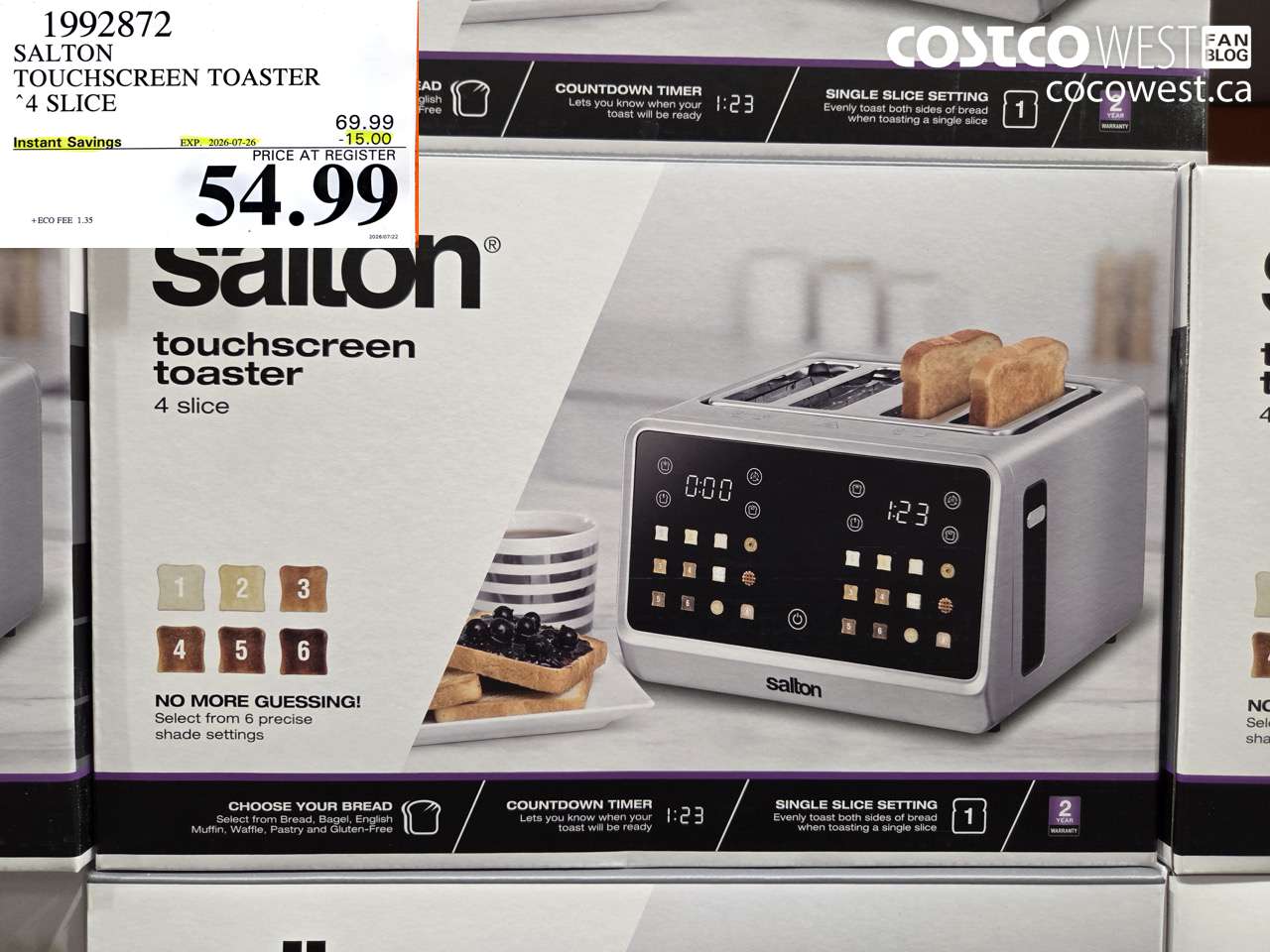 1992872 SALTON TOUCHSCREEN TOASTER 4 SLICE ($15.00 INSTANT SAVINGS EXPIRES ON 2026-07-26) $54.99