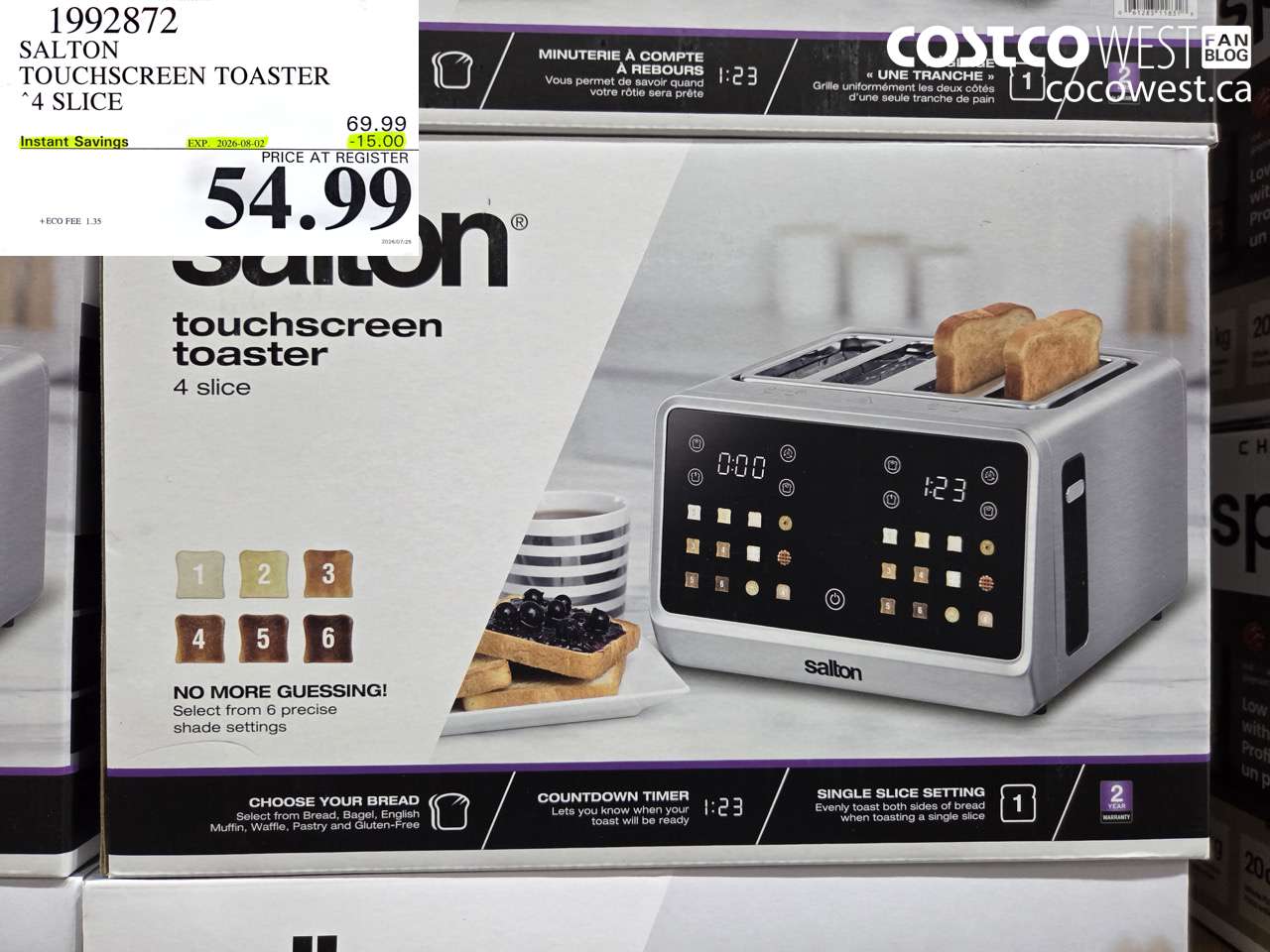 1992872 SALTON TOUCHSCREEN TOASTER 4 SLICE ($15.00 INSTANT SAVINGS EXPIRES ON 2026-08-02) $54.99