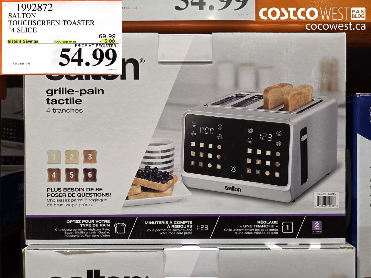 1992872 SALTON TOUCHSCREEN TOASTER 4 SLICE ($15.00 INSTANT SAVINGS EXPIRES ON 2026-08-02) $54.99