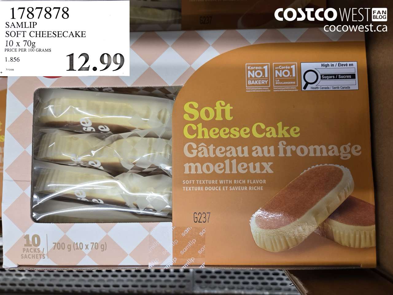 1787878 SAMLIP SOFT CHEESECAKE 10 X 70G $12.99