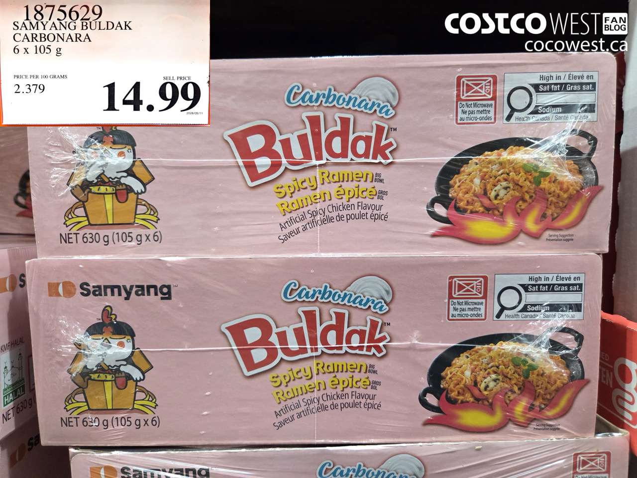 1875629 SAMYANG BULDAK CARBONARA 6 X 105 G $14.99