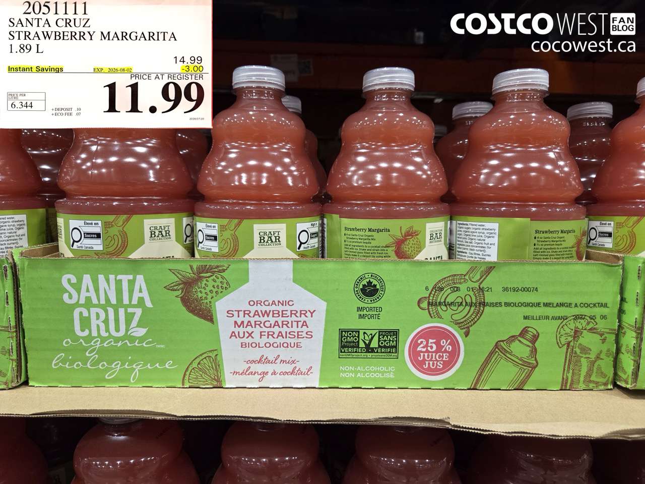 2051111 SANTA CRUZ STRAWBERRY MARGARITA 1.89 L ($3.00 INSTANT SAVINGS EXPIRES ON 2026-08-02) $11.99