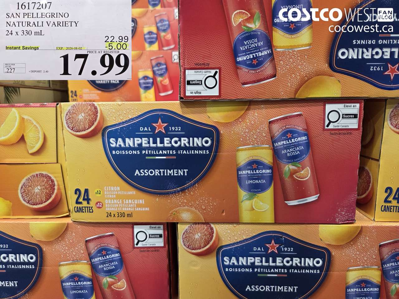 1617207 SAN PELLEGRINO NATURALI VARIETY 24 X 330 ML ($5.00 INSTANT SAVINGS EXPIRES ON 2026-08-02) $17.99