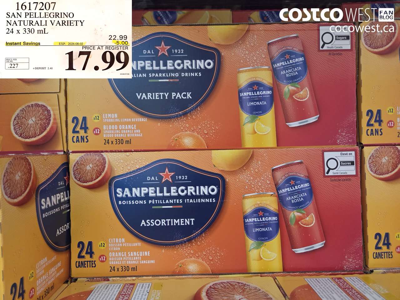 1617207 SAN PELLEGRINO NATURALI VARIETY 24 X 330 ML ($5.00 INSTANT SAVINGS EXPIRES ON 2026-08-02) $17.99
