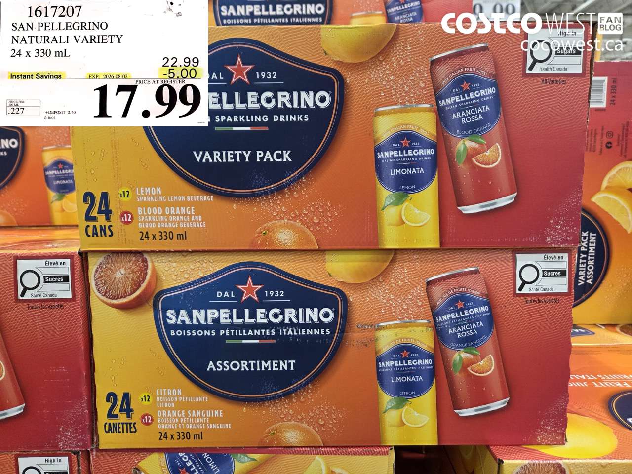 1617207 SAN PELLEGRINO NATURALI VARIETY 24 X 330 ML ($5.00 INSTANT SAVINGS EXPIRES ON 2026-08-02) $17.99