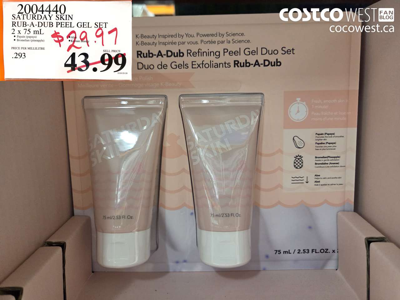 2004440 SATURDAY SKIN RUB-A-DUB PEEL GEL SET 2 X 75 ML $29.97