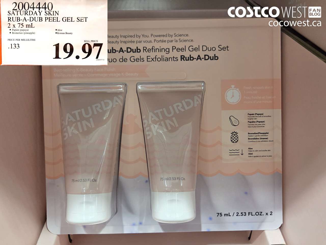 2004440 SATURDAY SKIN RUB-A-DUB PEEL GEL SET 2 X 75 ML $19.97