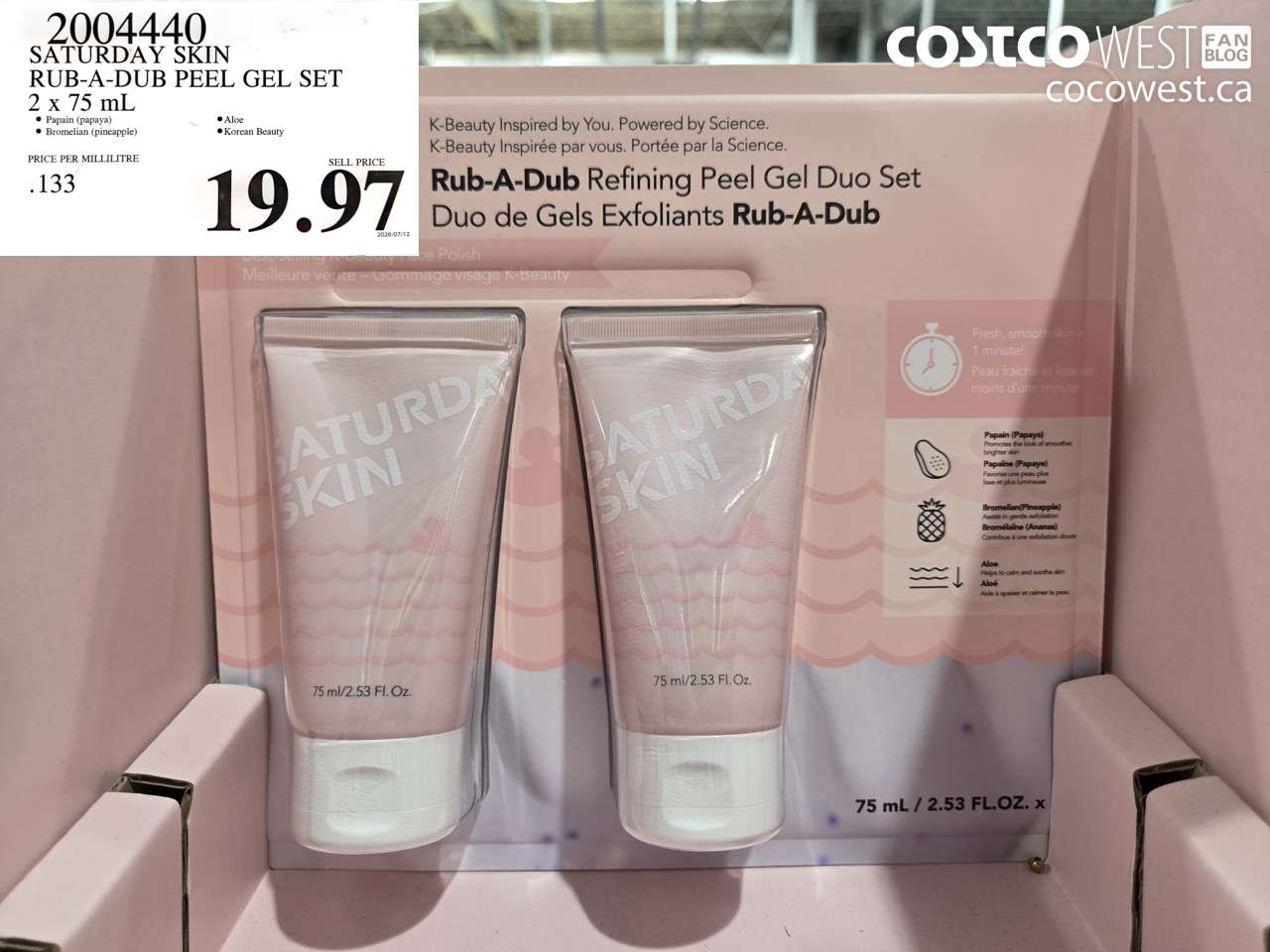 2004440 SATURDAY SKIN RUB-A-DUB PEEL GEL SET 2 X 75 ML $19.97