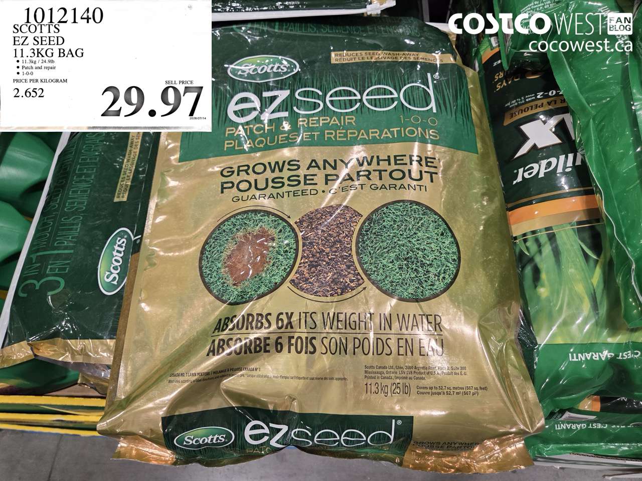 1012140 SCOTTS EZ SEED 11.3KG BAG $29.97