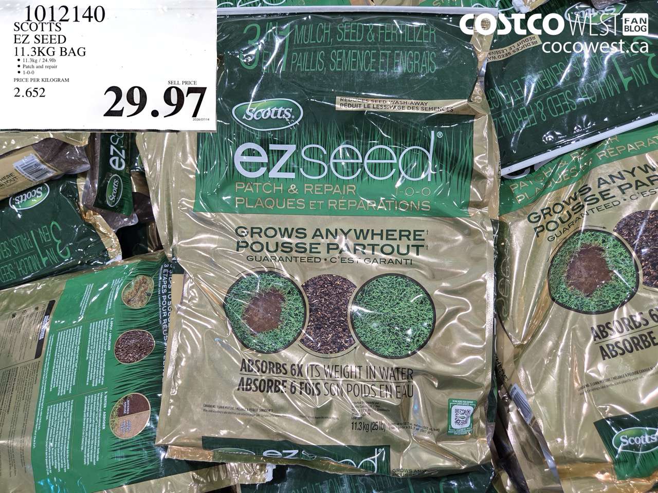 1012140 SCOTTS EZ SEED 11.3KG BAG $29.97