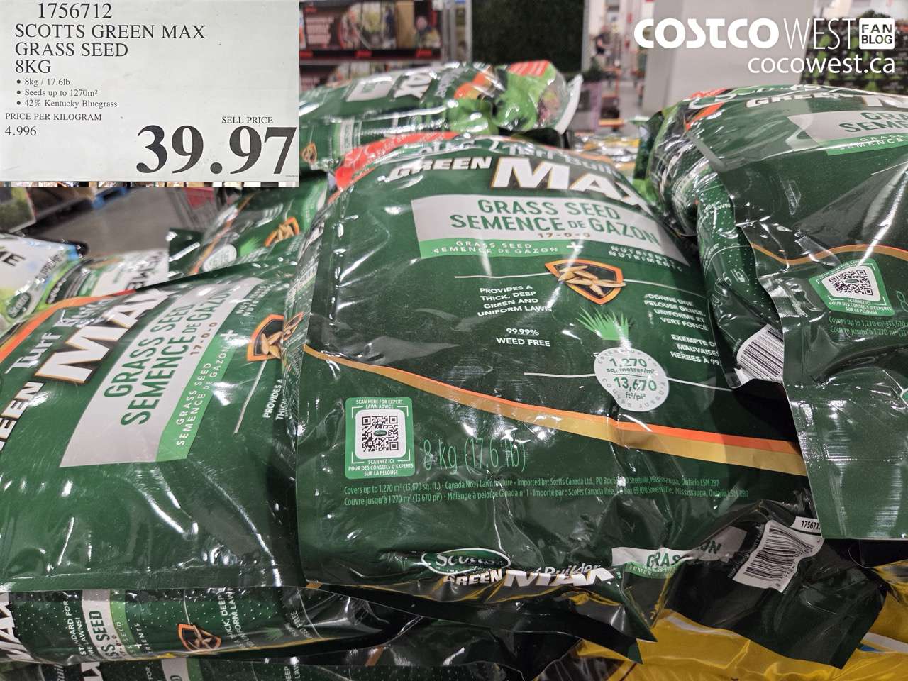 1756712 SCOTTS GREEN MAX GRASS SEED 8KG $39.97