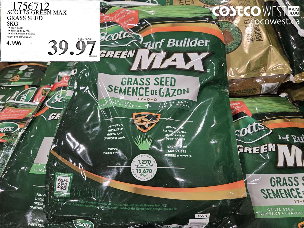 1756712 SCOTTS GREEN MAX GRASS SEED 8KG $39.97