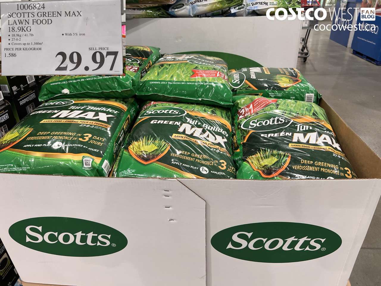1006824 SCOTTS GREEN MAX LAWN FOOD 18.9KG $29.97