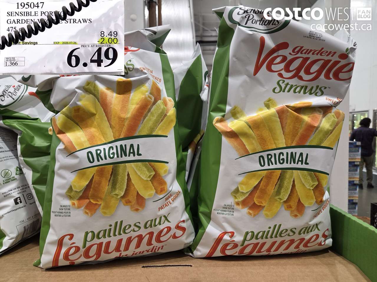 195047 SENSIBLE PORTIONS GARDEN VEGGIE STRAWS 475 G ($2.00 INSTANT SAVINGS EXPIRES ON 2026-07-26) $6.49