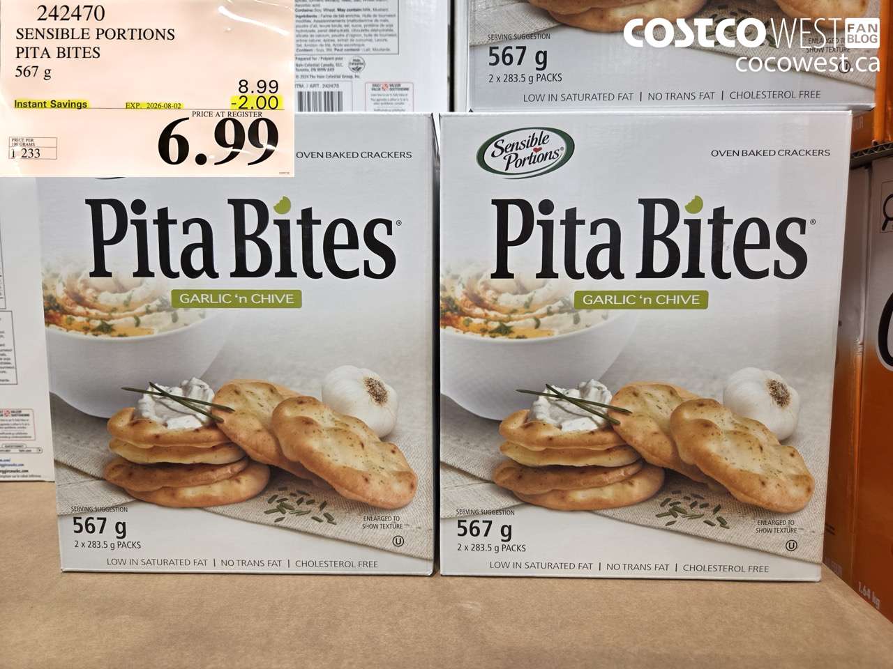 242470 SENSIBLE PORTIONS PITA BITES 567 G ($2.00 INSTANT SAVINGS EXPIRES ON 2026-08-02) $6.99
