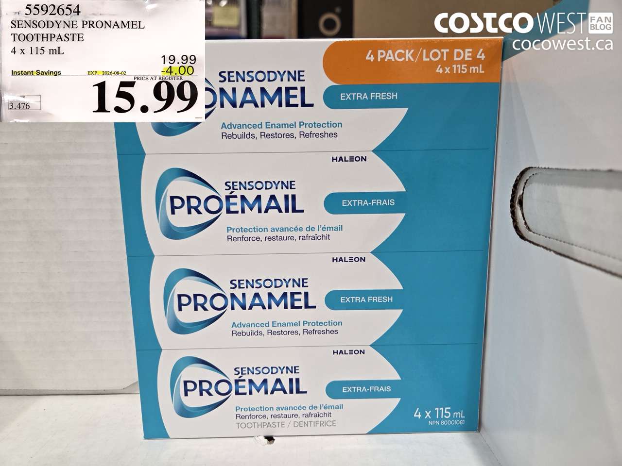 5592654 SENSODYNE PRONAMEL TOOTHPASTE 4 X 115 ML ($4.00 INSTANT SAVINGS EXPIRES ON 2026-08-02) $15.99